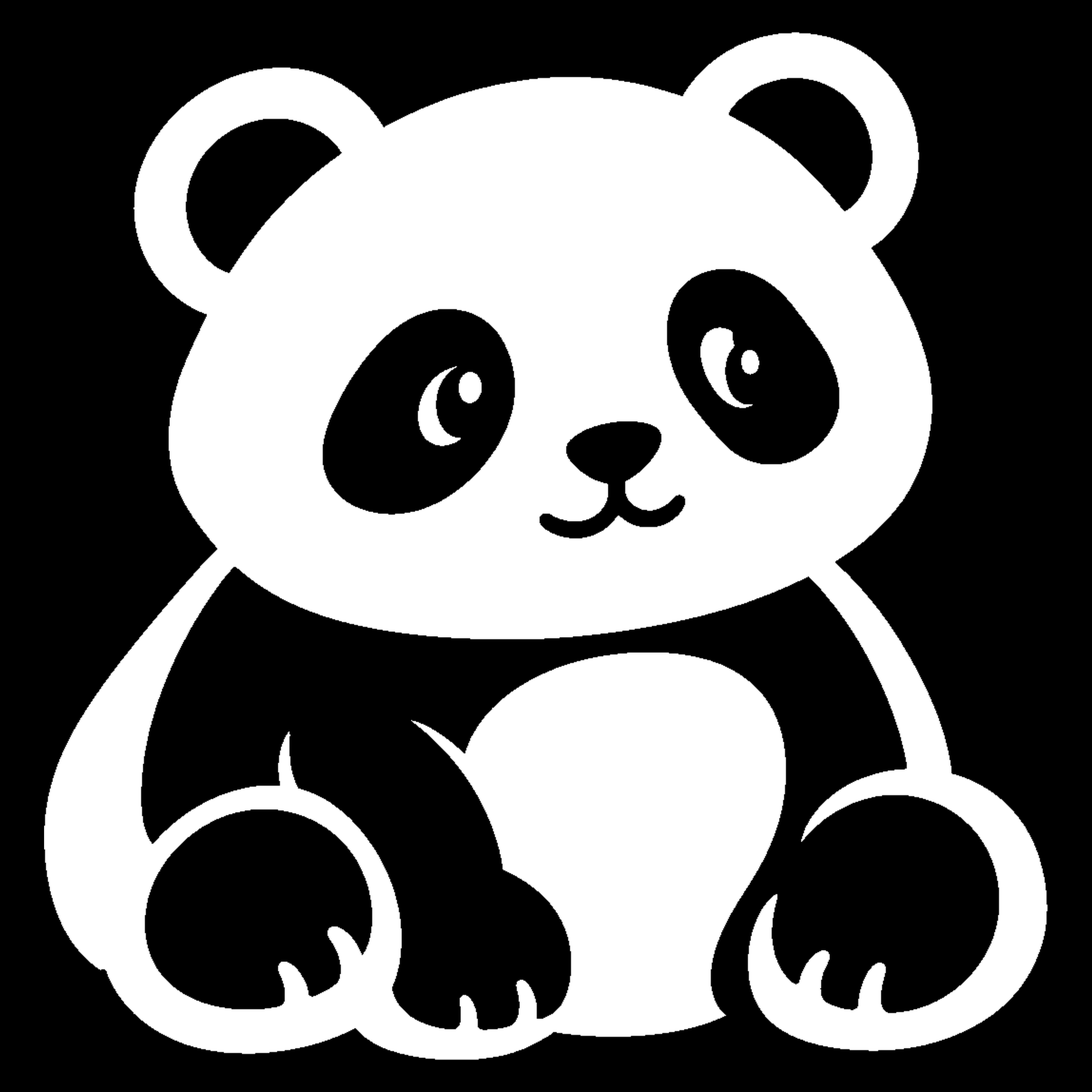 Bakfiets verfsjabloon Dieren: Panda 1 - Panda, Wild dier, Zwart-wit, Bamboe - het ontwerp
