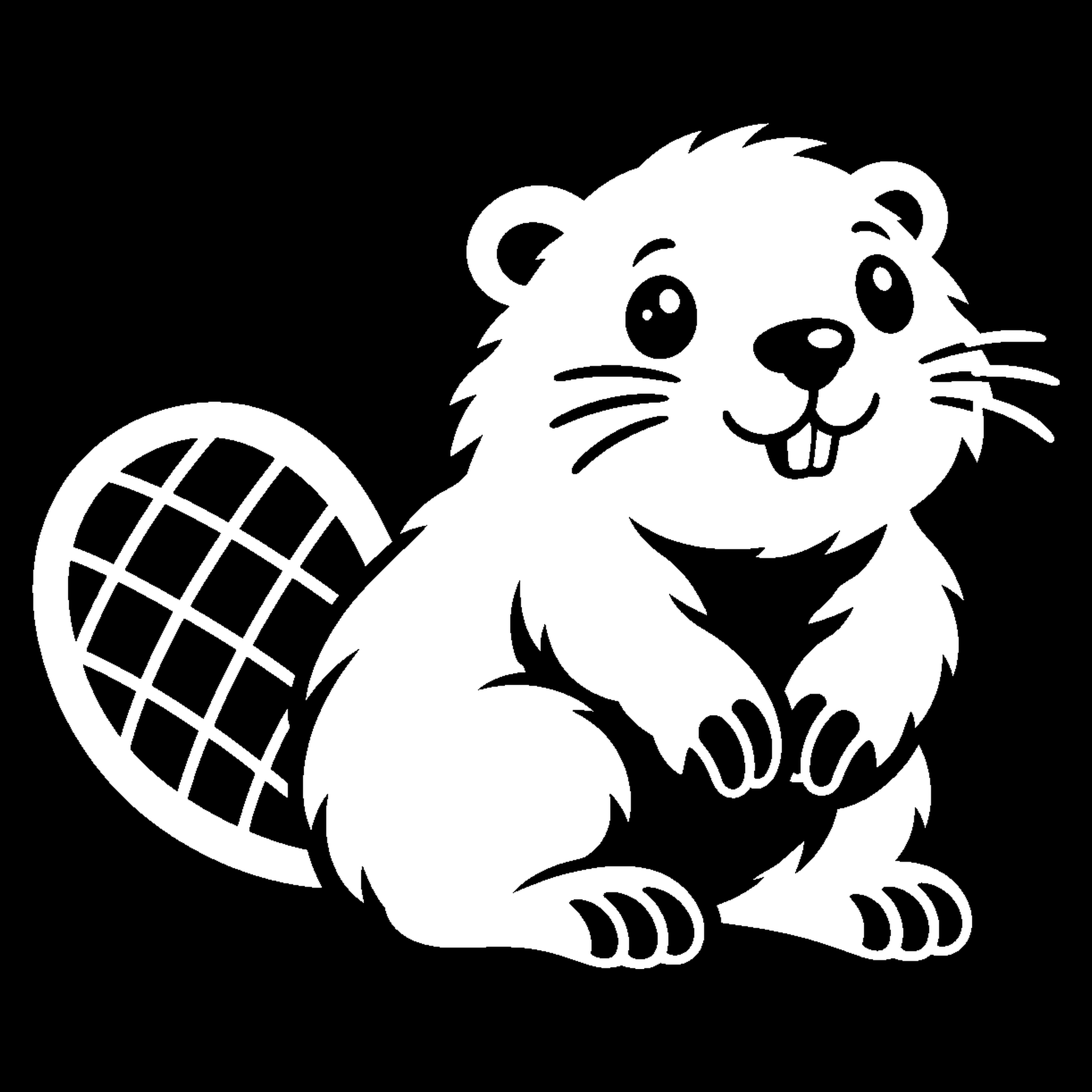 Bakfiets verfsjabloon Dieren: Bever 1 - Bever, Bosdier, Platte staart, Knaagtanden - het ontwerp
