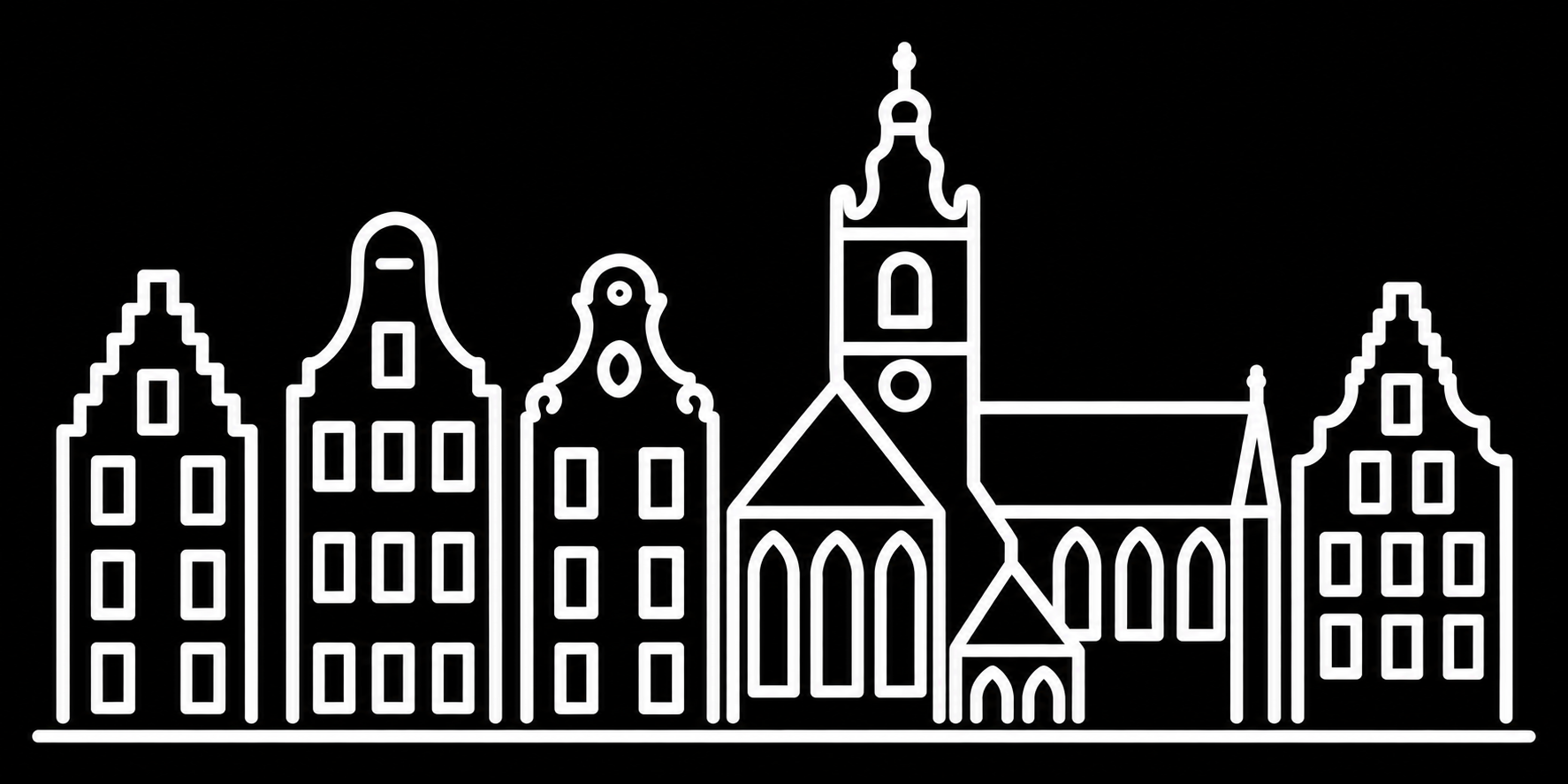 Bakfiets verfsjabloon Haarlem: Grote Kerk & grachtenhuizen - Grote Kerk, Grachtenhuizen, Haarlem, Stadsgezicht - het ontwerp