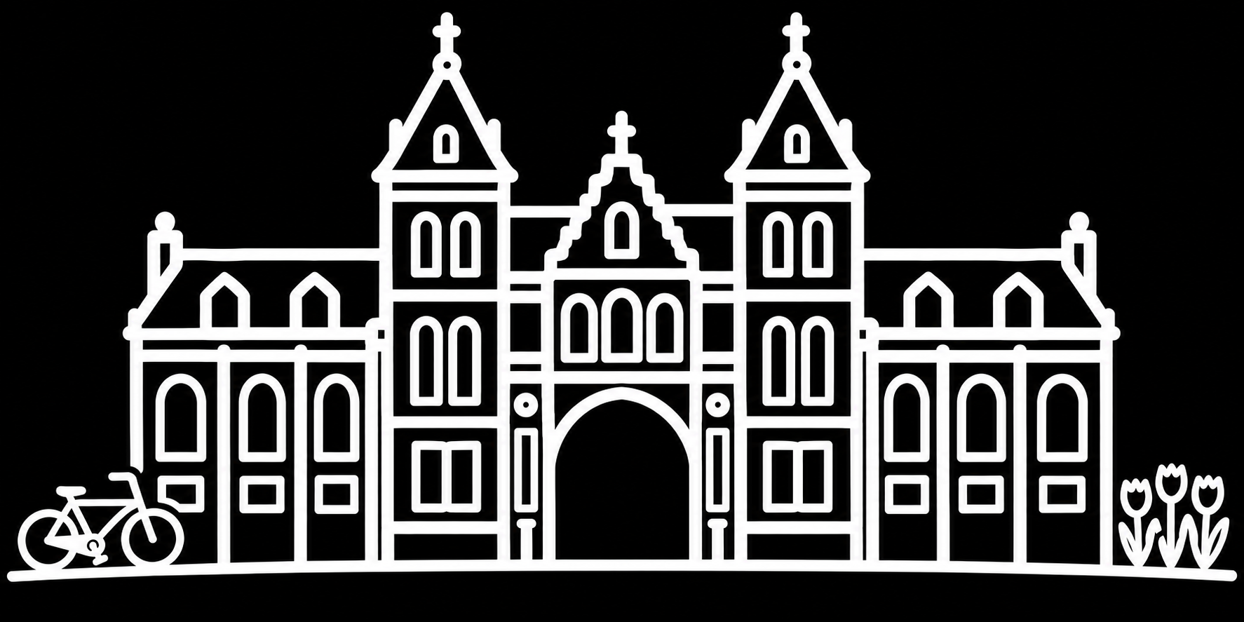 Premium bakfiets sticker Amsterdam: Rijksmuseum - Rijksmuseum, Amsterdam, Museumplein, Architectuur - het ontwerp