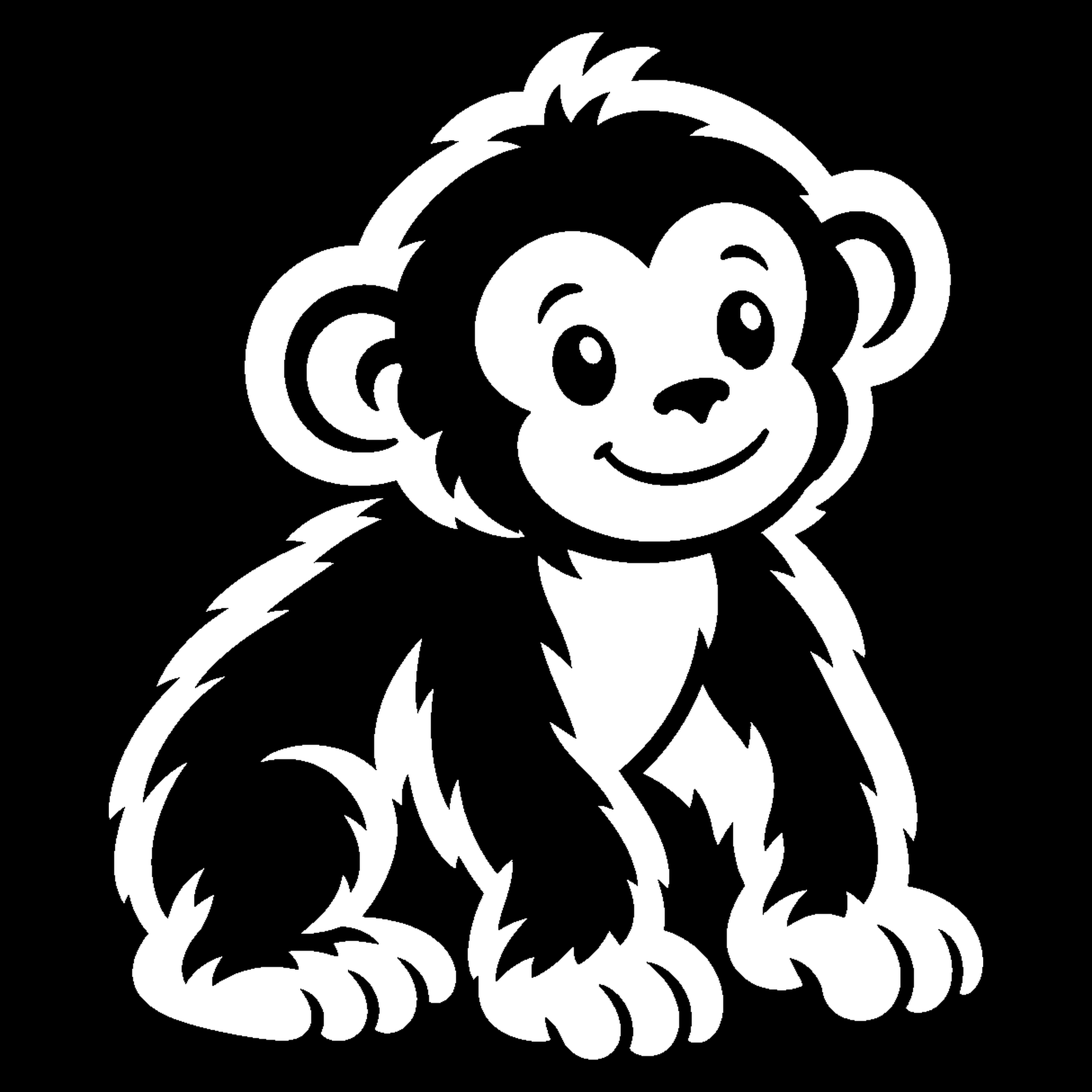 Bakfiets verfsjabloon Dieren: Chimpansee 1 - Chimpansee, Wild dier, Slim, Expressief gezicht - het ontwerp