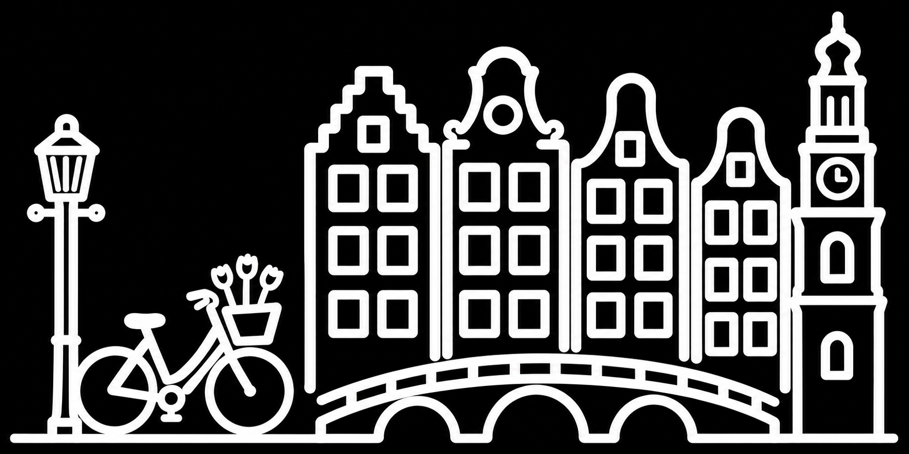 Premium bakfiets sticker Amsterdam: Fiets bij de Westertoren - Fiets, Brug, Grachtenhuizen, Westertoren - het ontwerp