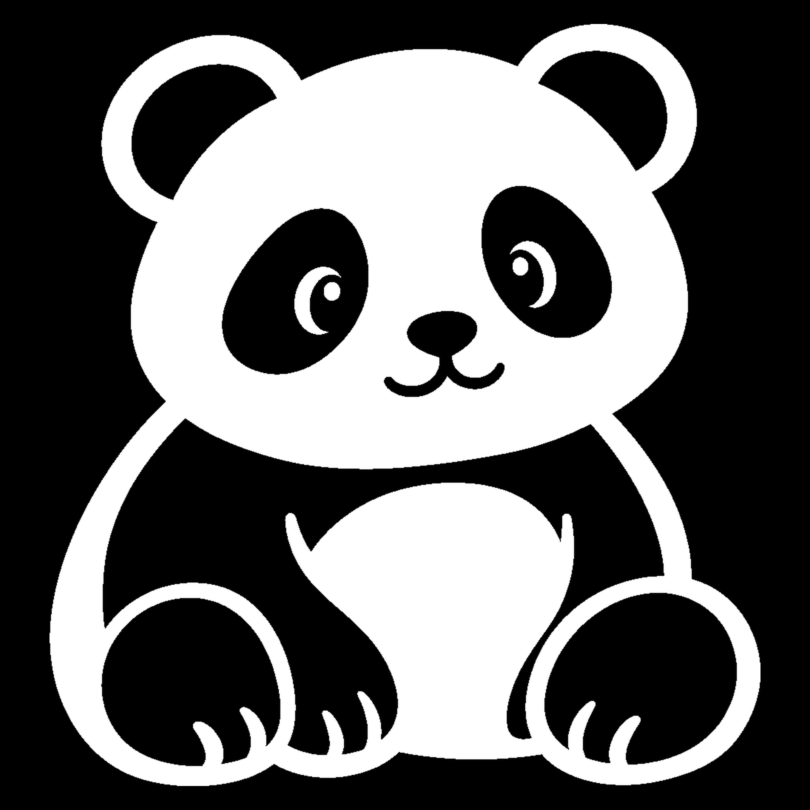 Bakfiets verfsjabloon Dieren: Panda 2 - Panda, Wild dier, Zwart-wit, Bamboe - het ontwerp