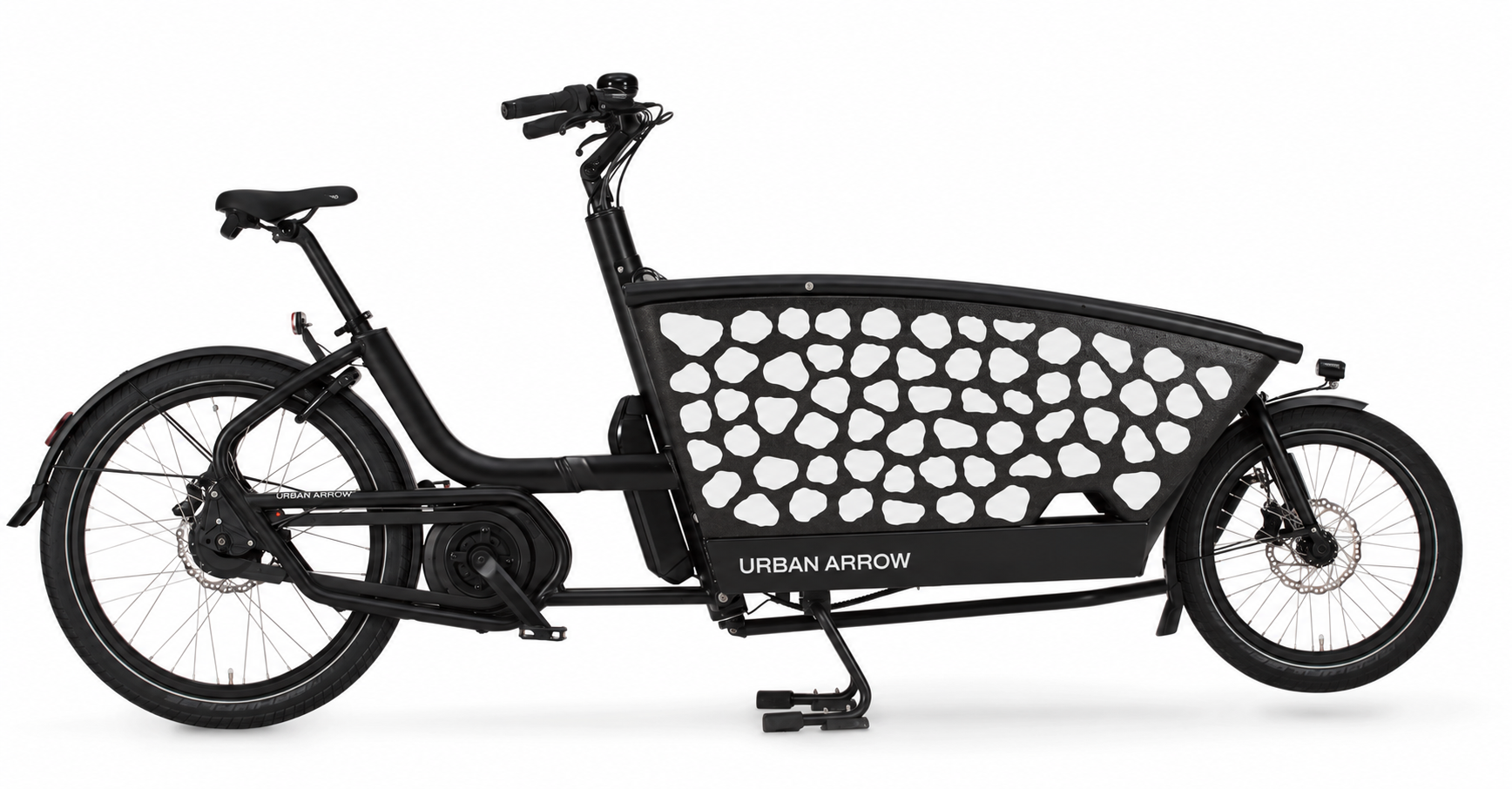 Bakfiets verfsjabloon Dierenprint: Giraffenprint - Giraffenvlekken, Zelf inkleuren, Zelfklevend sjabloon, Achtervel en transferfolie - de kleine print op de bakfiets