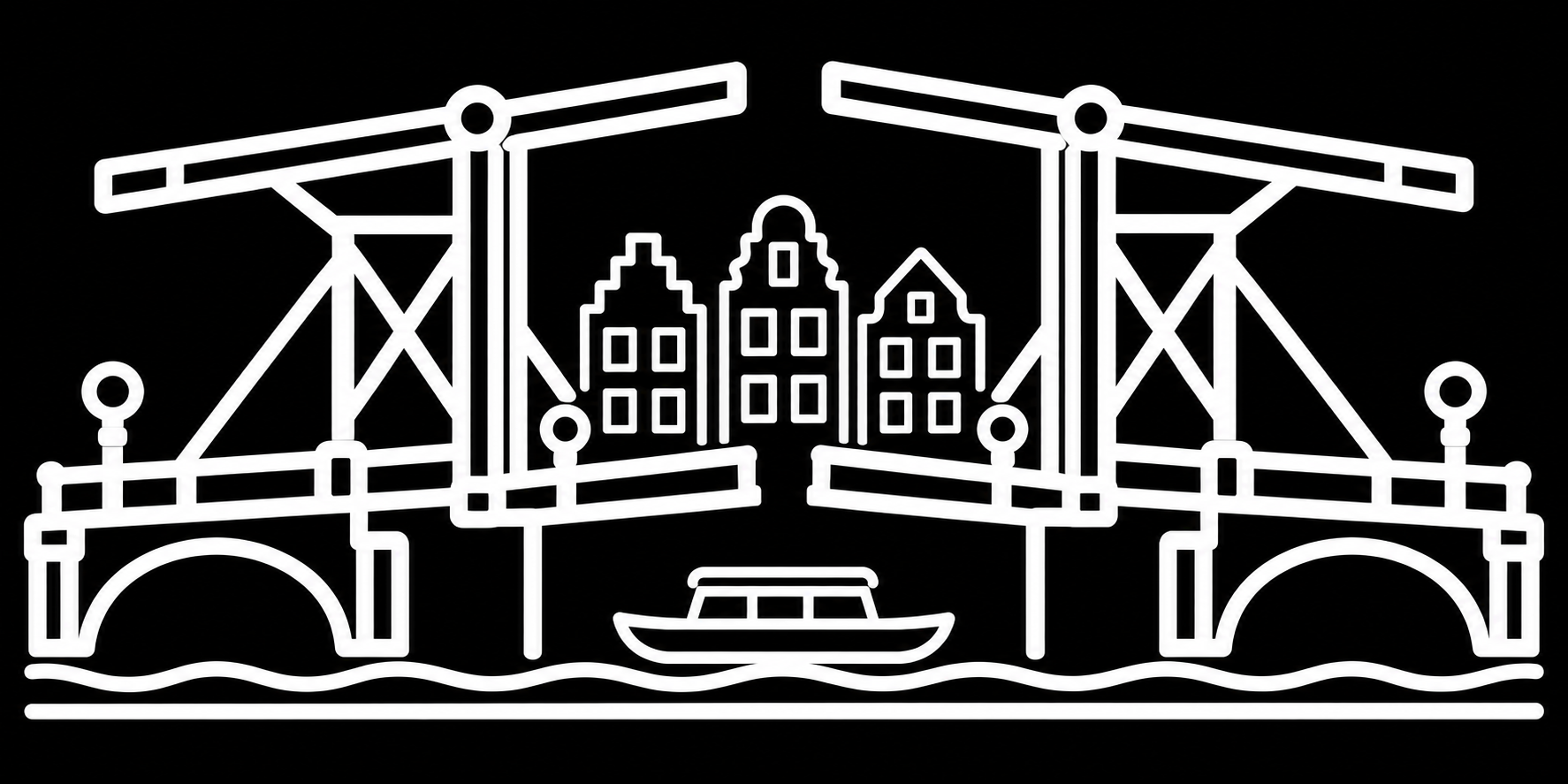 Premium bakfiets sticker Amsterdam: Magere Brug - Magere Brug, Amstel, Amsterdam, Brugdesign - het ontwerp