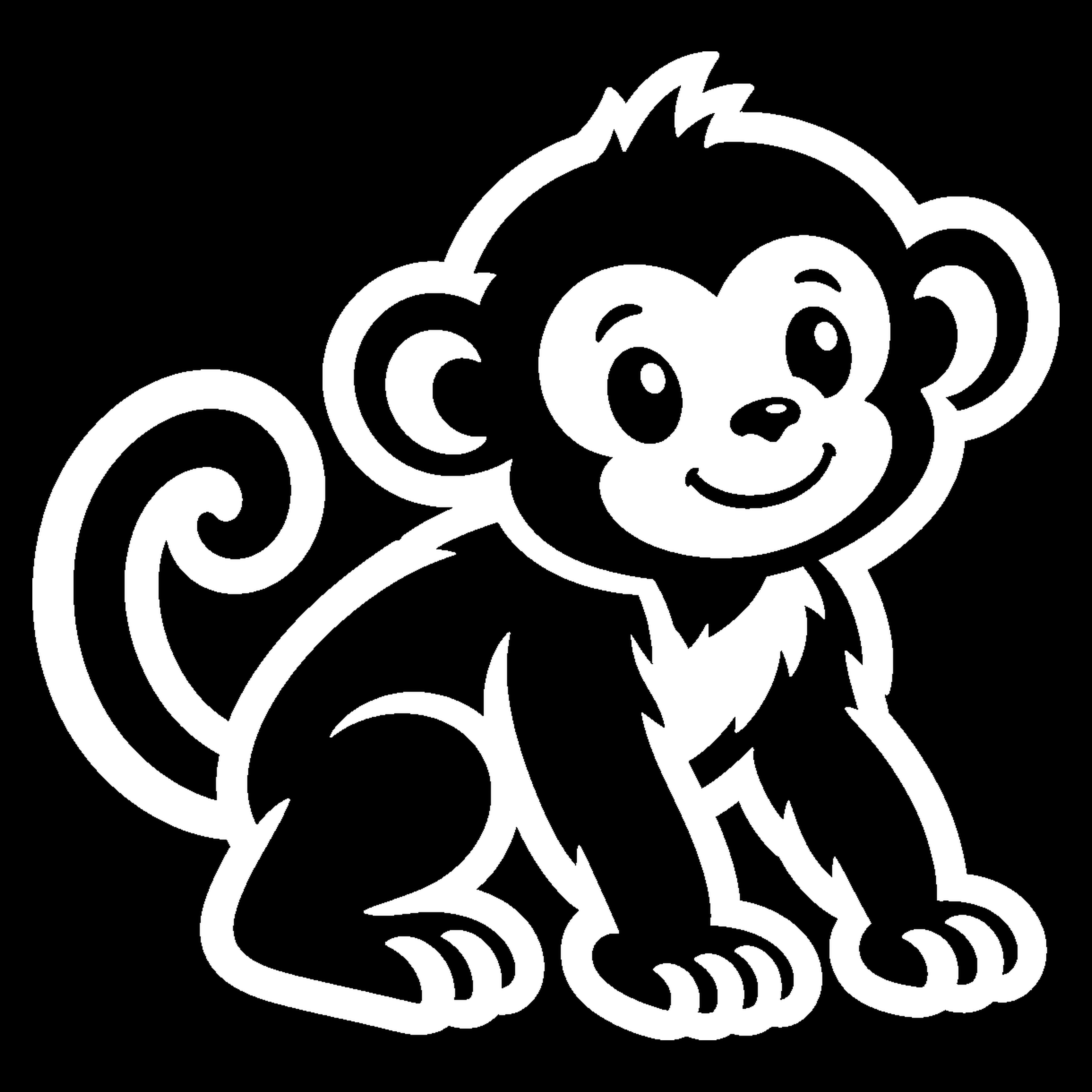Premium bakfiets sticker Dieren: Aap 2 - Aap, Wild dier, Lange staart, Speels - het ontwerp