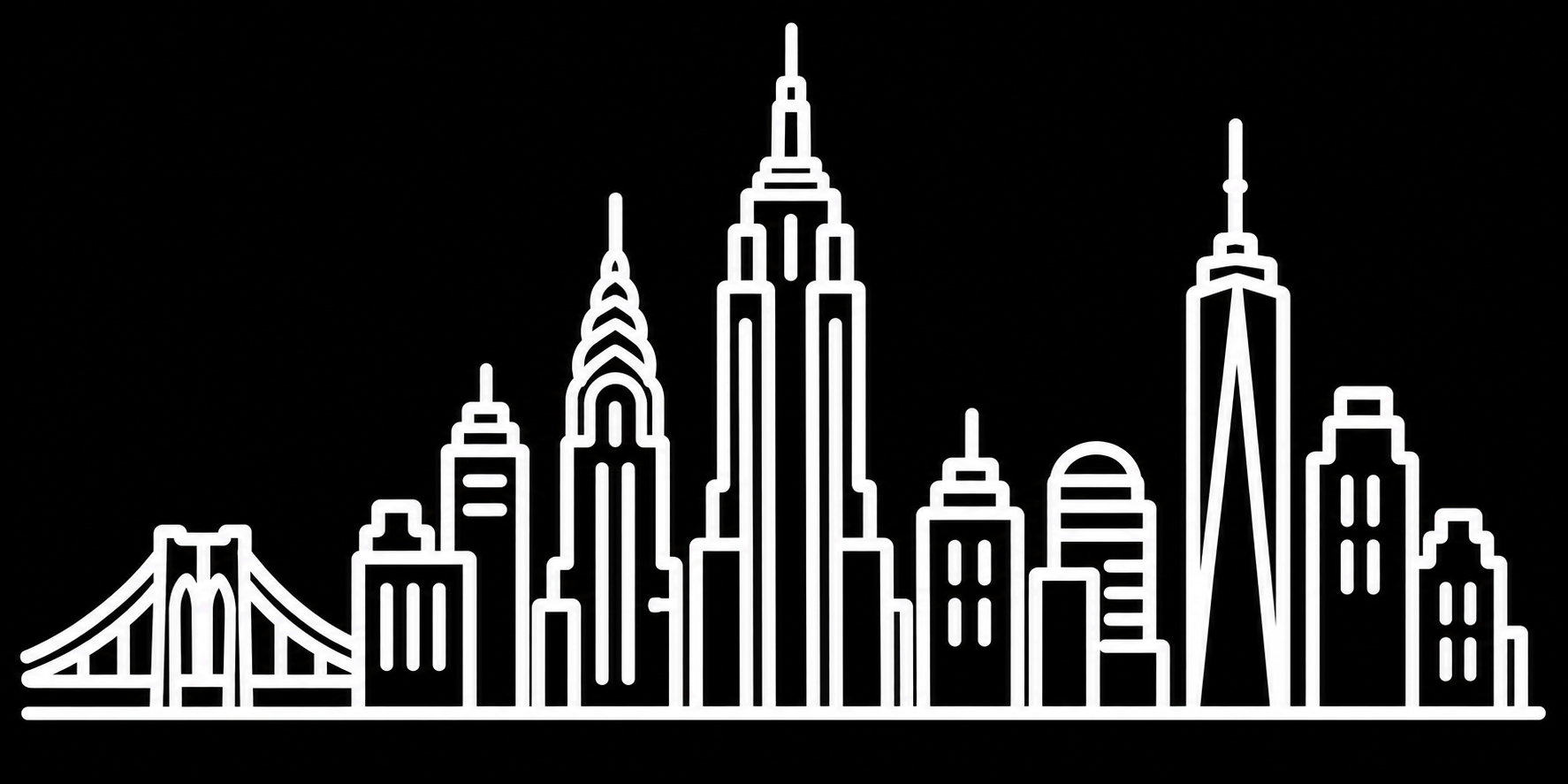 Bakfiets verfsjabloon New York: Skyline van Manhattan - Manhattan, Skyline, Wolkenkrabbers, New York - het ontwerp