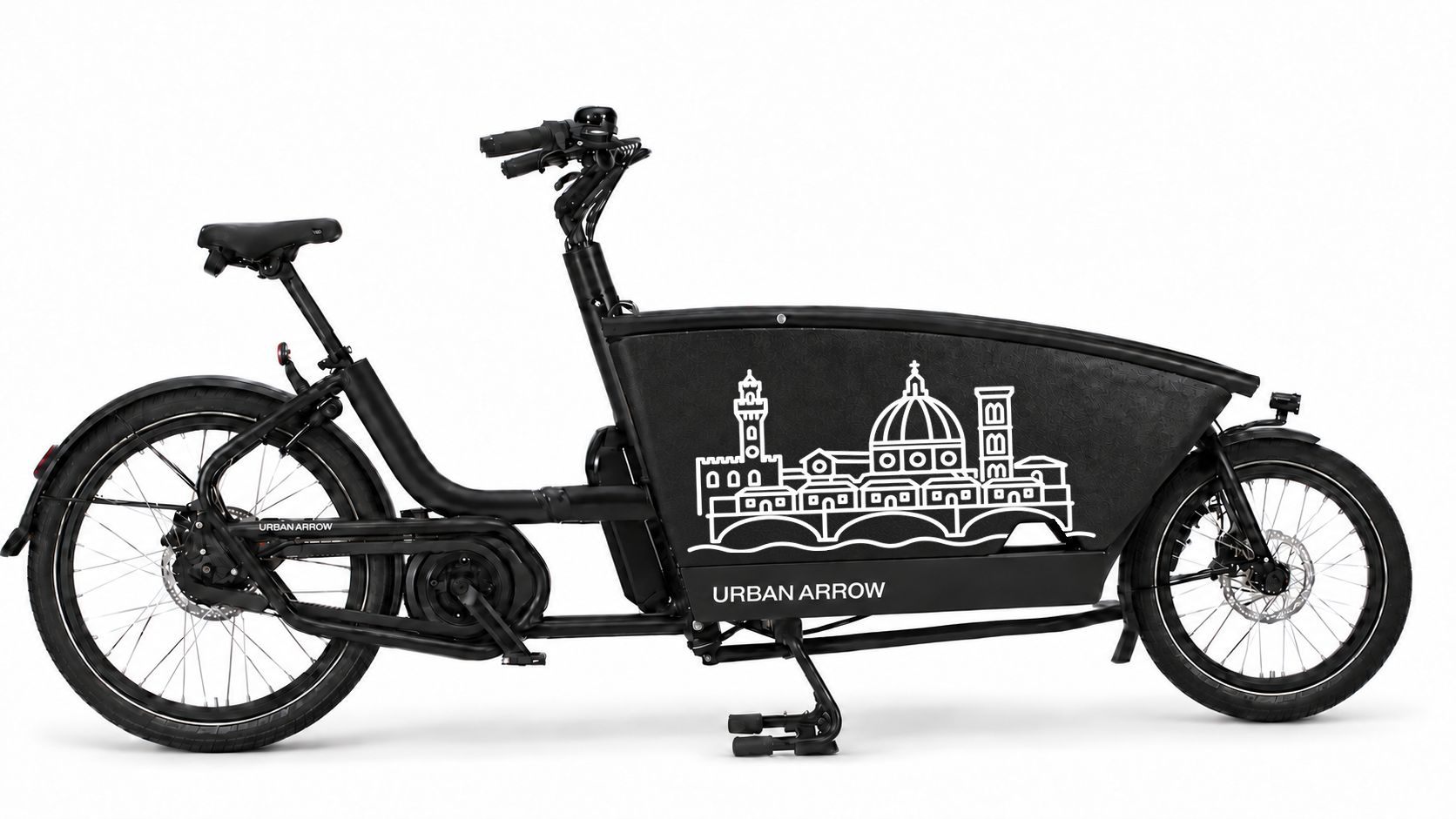 Premium bakfiets sticker Italië: Florence: Duomo & Ponte Vecchio - Duomo, Ponte Vecchio, Florence, Italië - 70 × 37 cm op de bakfiets