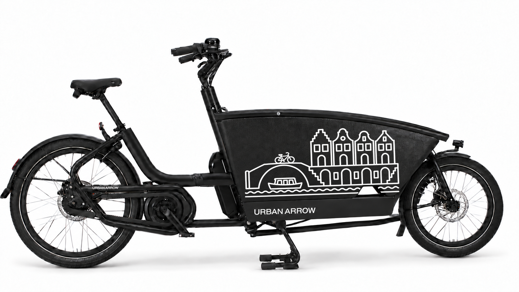 Bakfiets verfsjabloon Utrecht: Oudegracht & werven - Oudegracht, Werven, Werfkelders, Utrecht - 70 × 37 cm op de bakfiets
