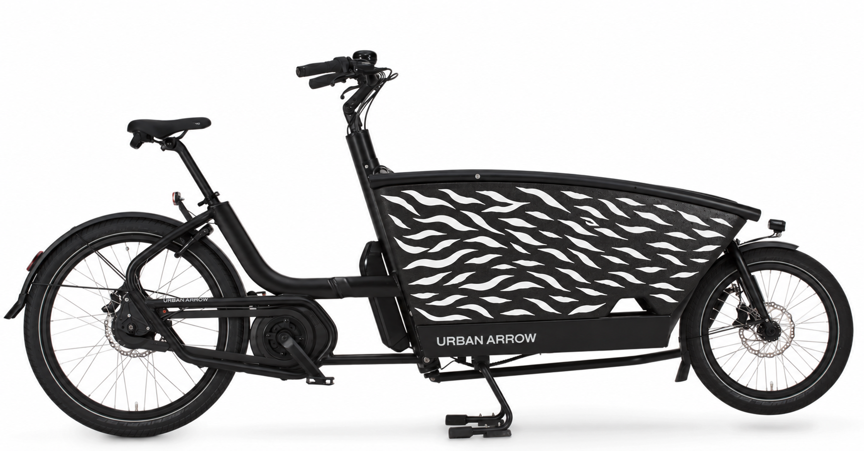 Bakfiets verfsjabloon Dierenprint: Tijgerprint - Tijgerstrepen, Zelf inkleuren, Zelfklevend sjabloon, Inclusief transferfolie - de kleine print op de bakfiets