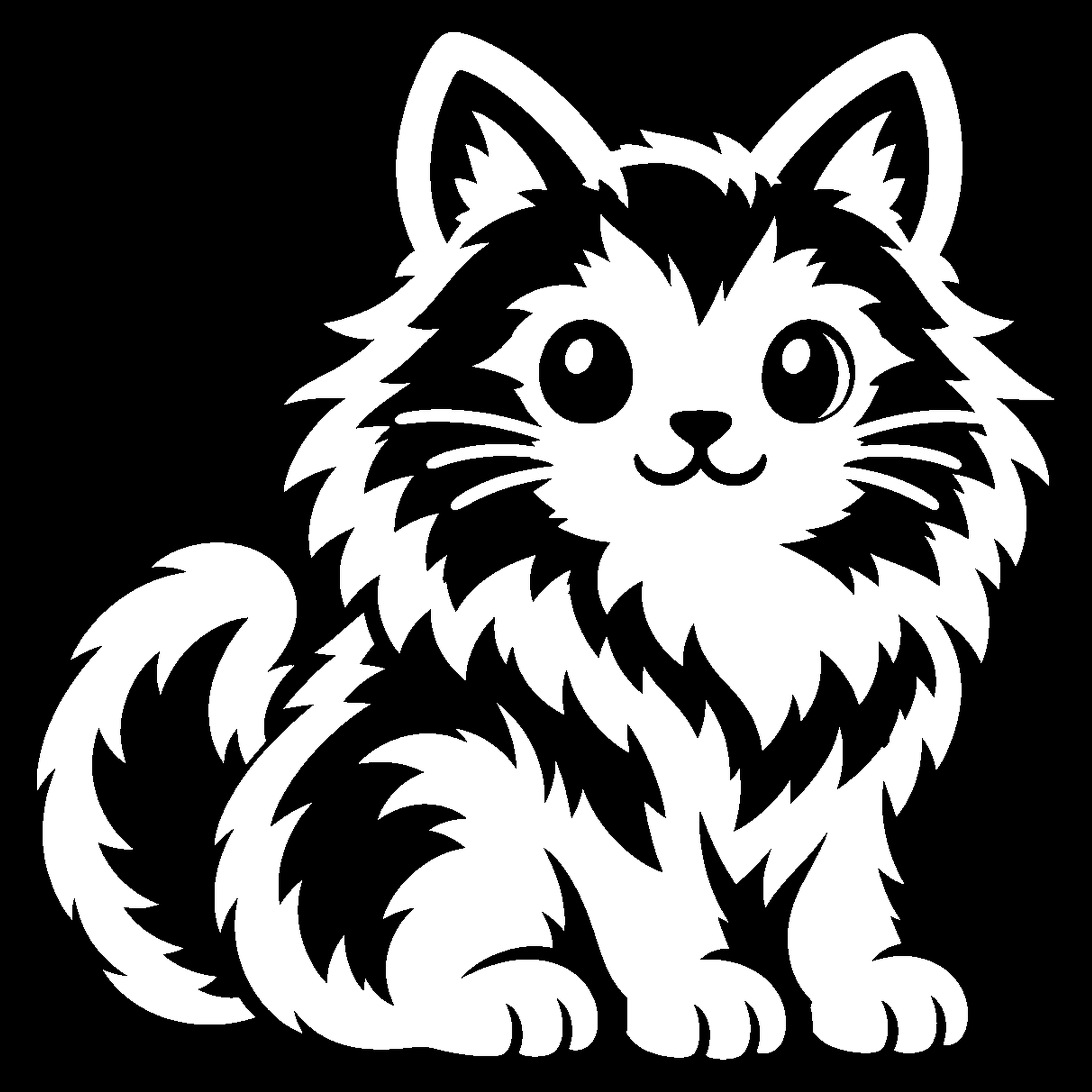 Premium bakfiets sticker Dieren: Langharige poes 1 - Kat, Langharig, Huisdier, Gegoten vinyl - het ontwerp