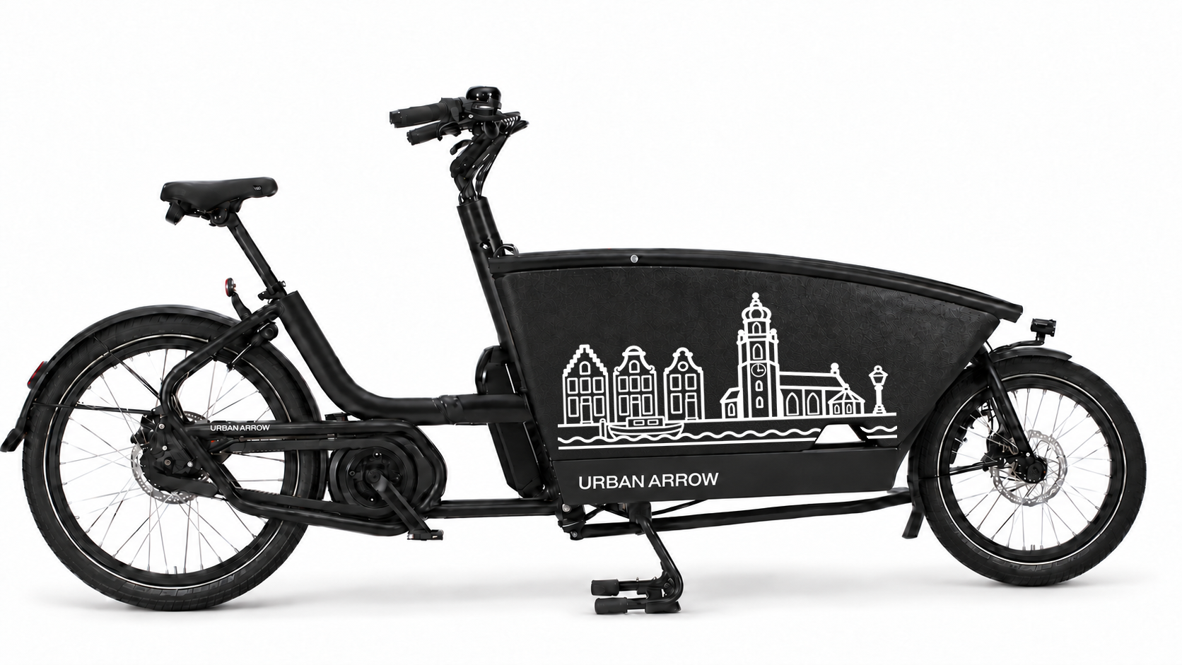 Bakfiets verfsjabloon Groningen: Hoge der A & Akerk - Groningen, Hoge der A, Akerk, Zelf inkleuren - 70 × 37 cm op de bakfiets