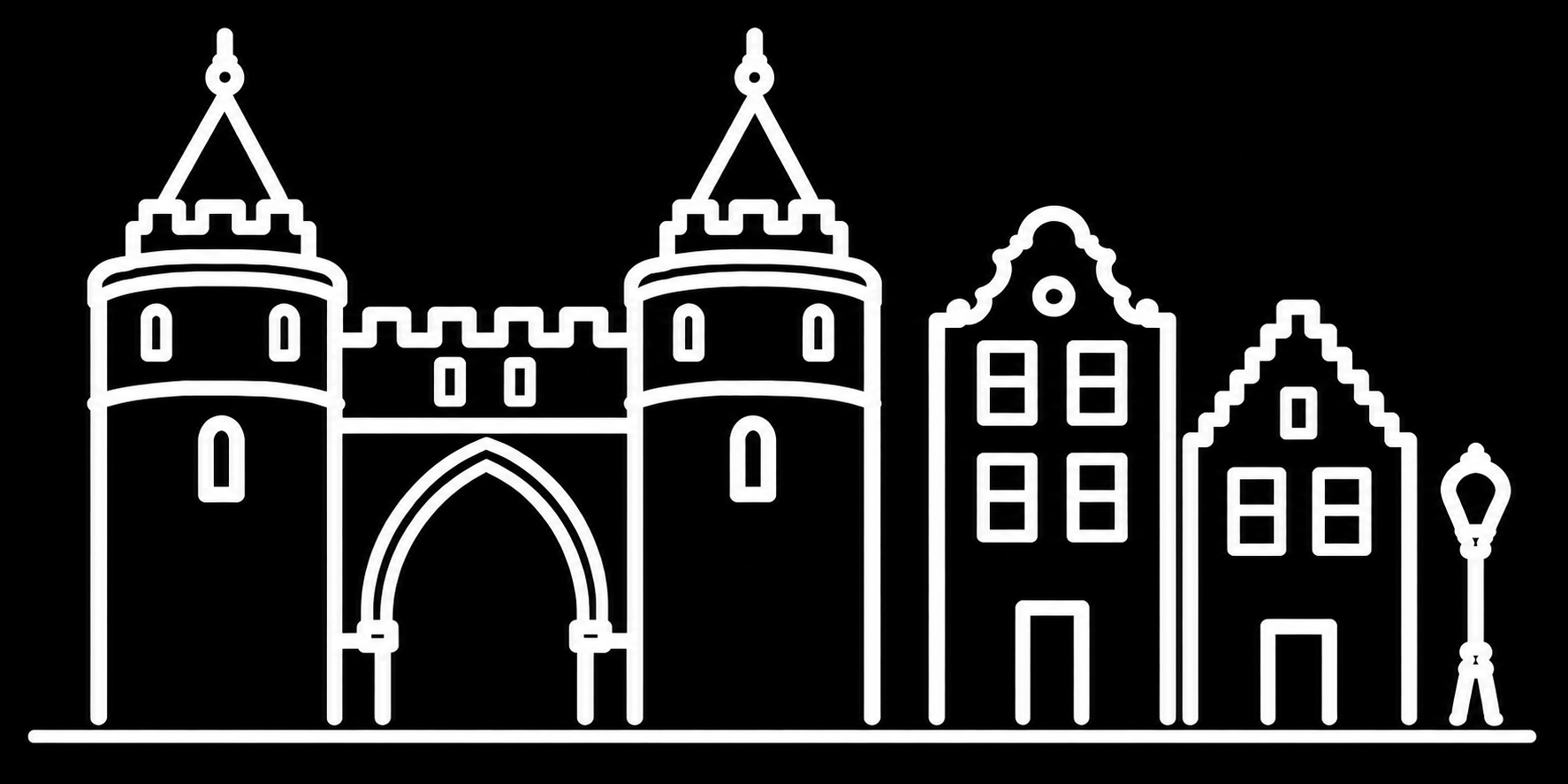 Premium bakfiets sticker Haarlem: Amsterdamse Poort - Amsterdamse Poort, Haarlem, Stadspoort, Monument - het ontwerp
