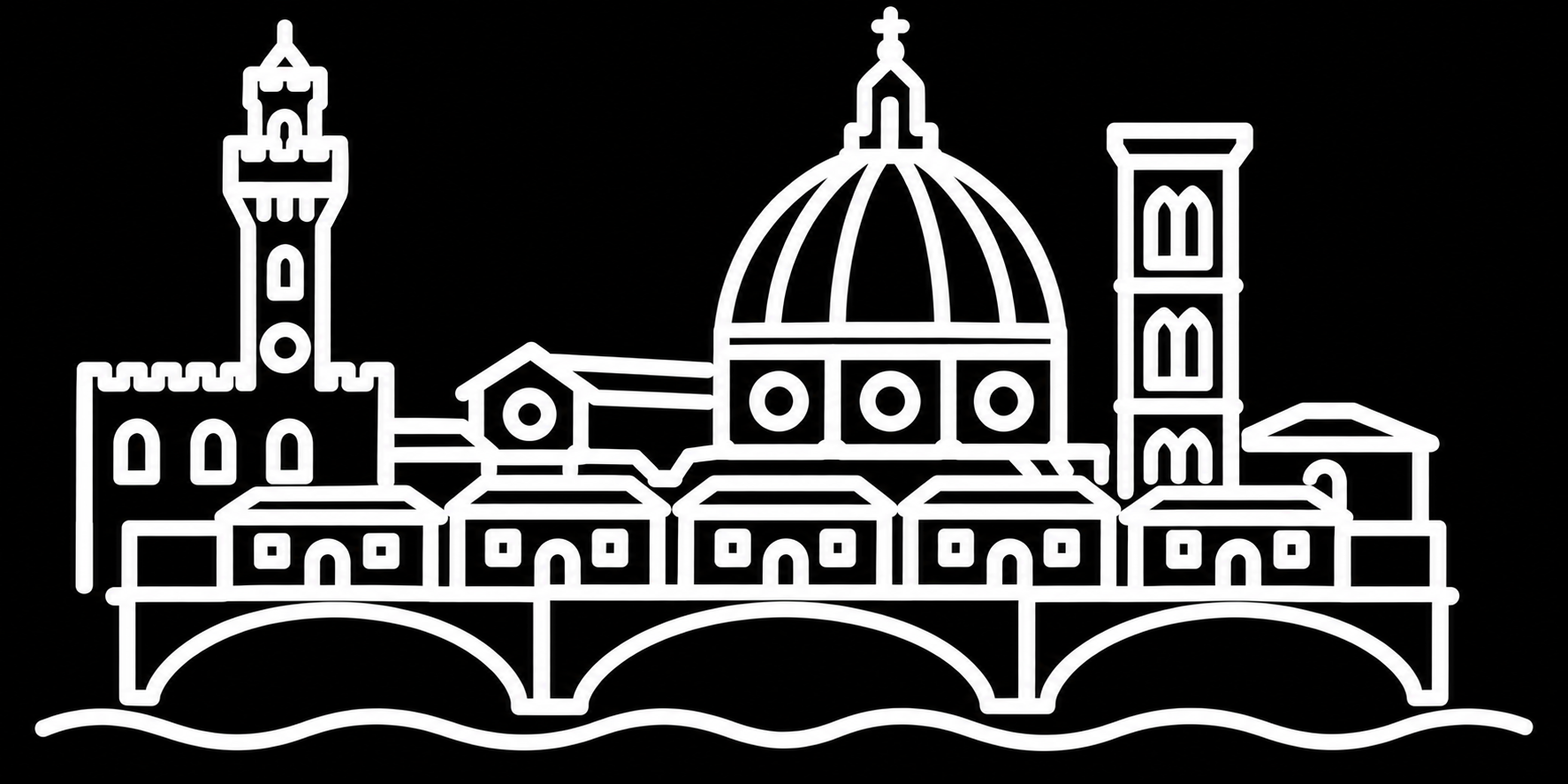 Premium bakfiets sticker Italië: Florence: Duomo & Ponte Vecchio - Duomo, Ponte Vecchio, Florence, Italië - het ontwerp