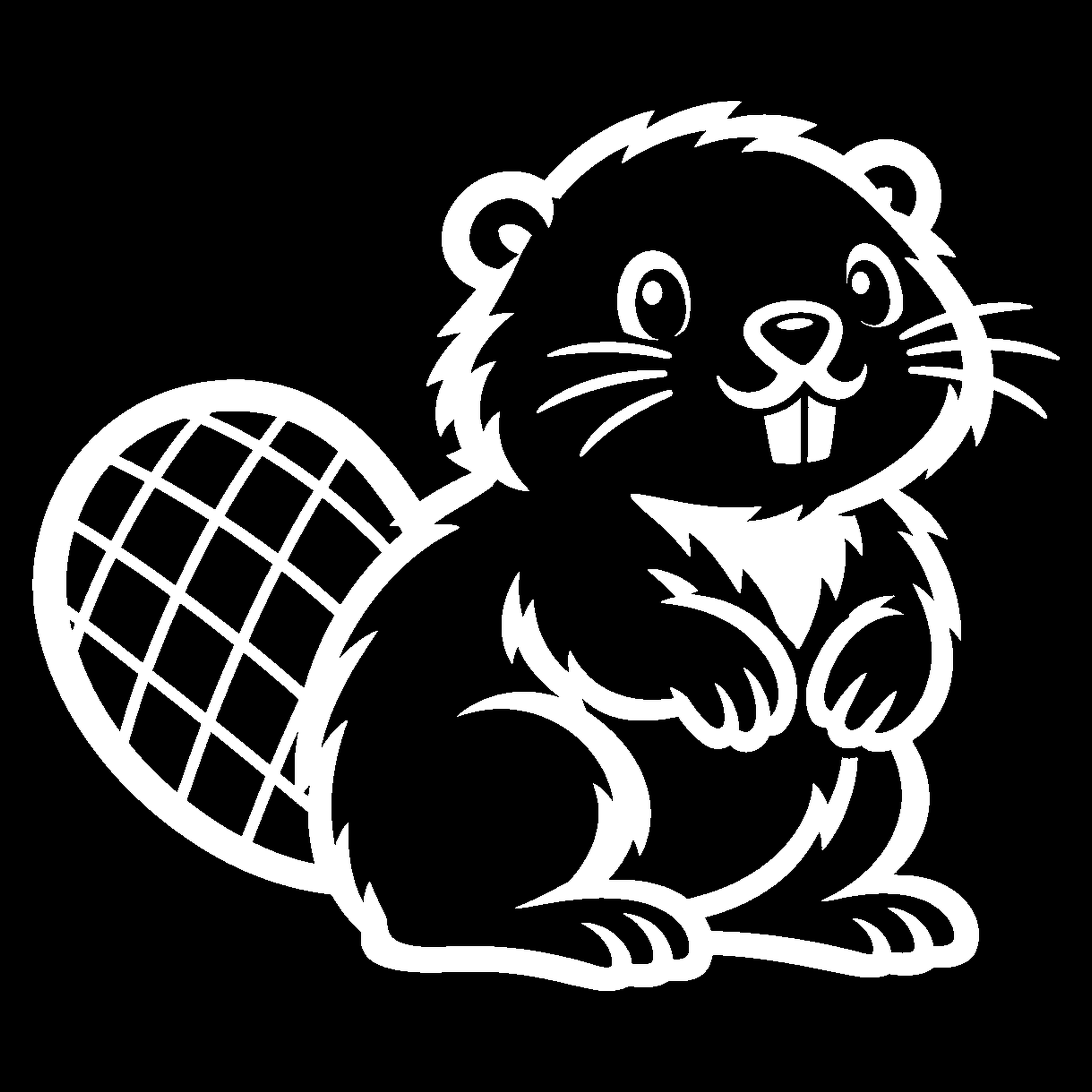 Bakfiets verfsjabloon Dieren: Bever 2 - Bever, Bosdier, Platte staart, Knaagtanden - het ontwerp