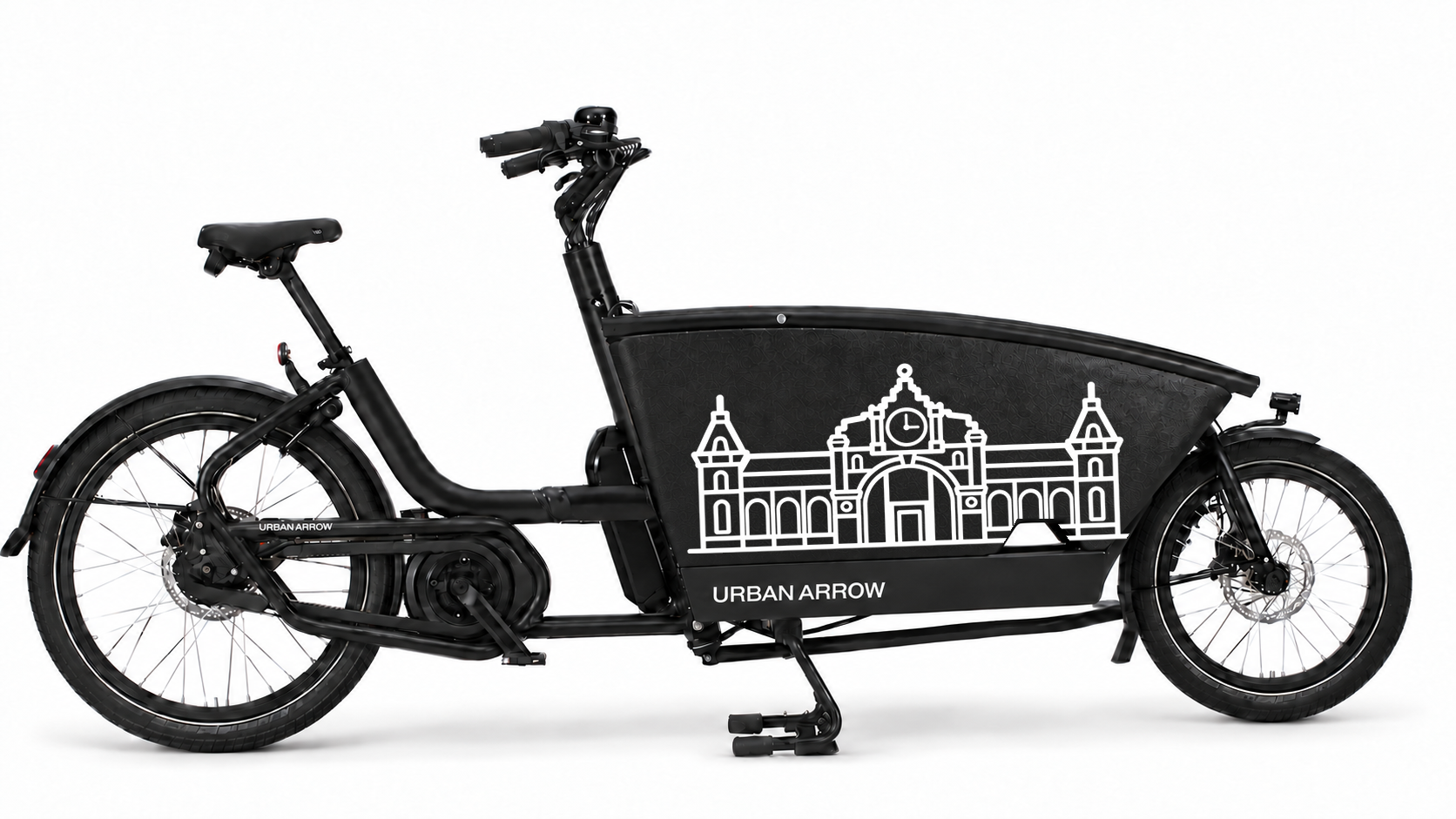 Premium bakfiets sticker Groningen: Station Groningen - Categorie Groningen, Premium sticker, Gegoten vinyl, Kant-en-klaar uitgesneden - 70 × 37 cm op de bakfiets