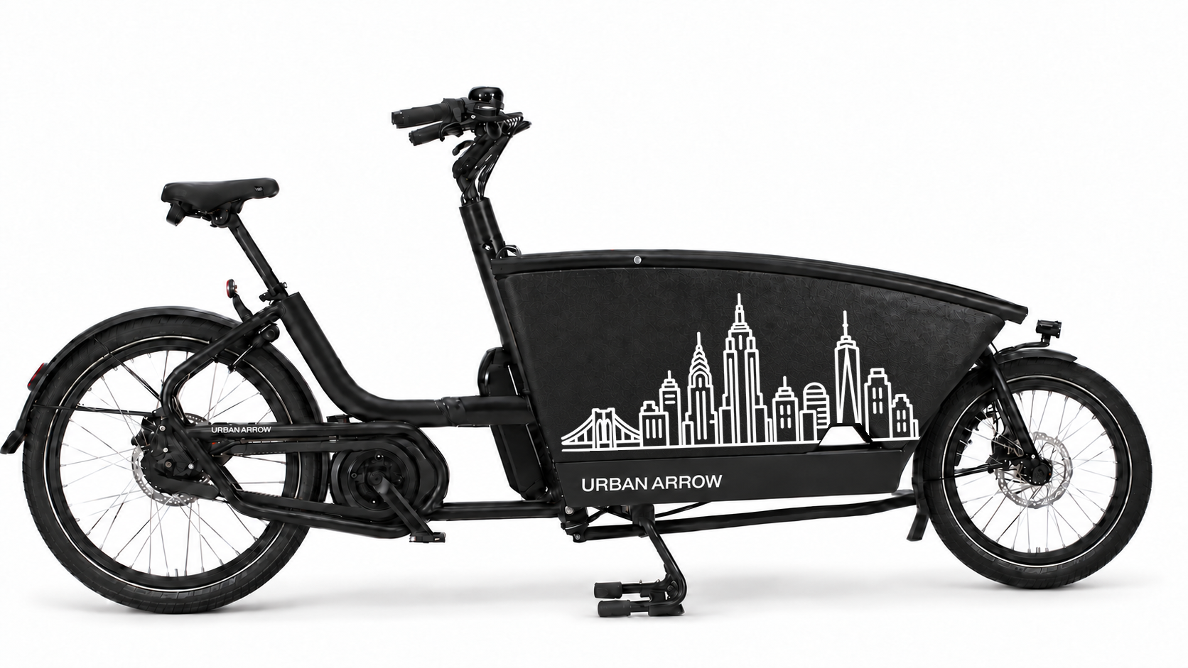 Premium bakfiets sticker New York: Skyline van Manhattan - Manhattan, Skyline, Wolkenkrabbers, New York - 70 × 37 cm op de bakfiets