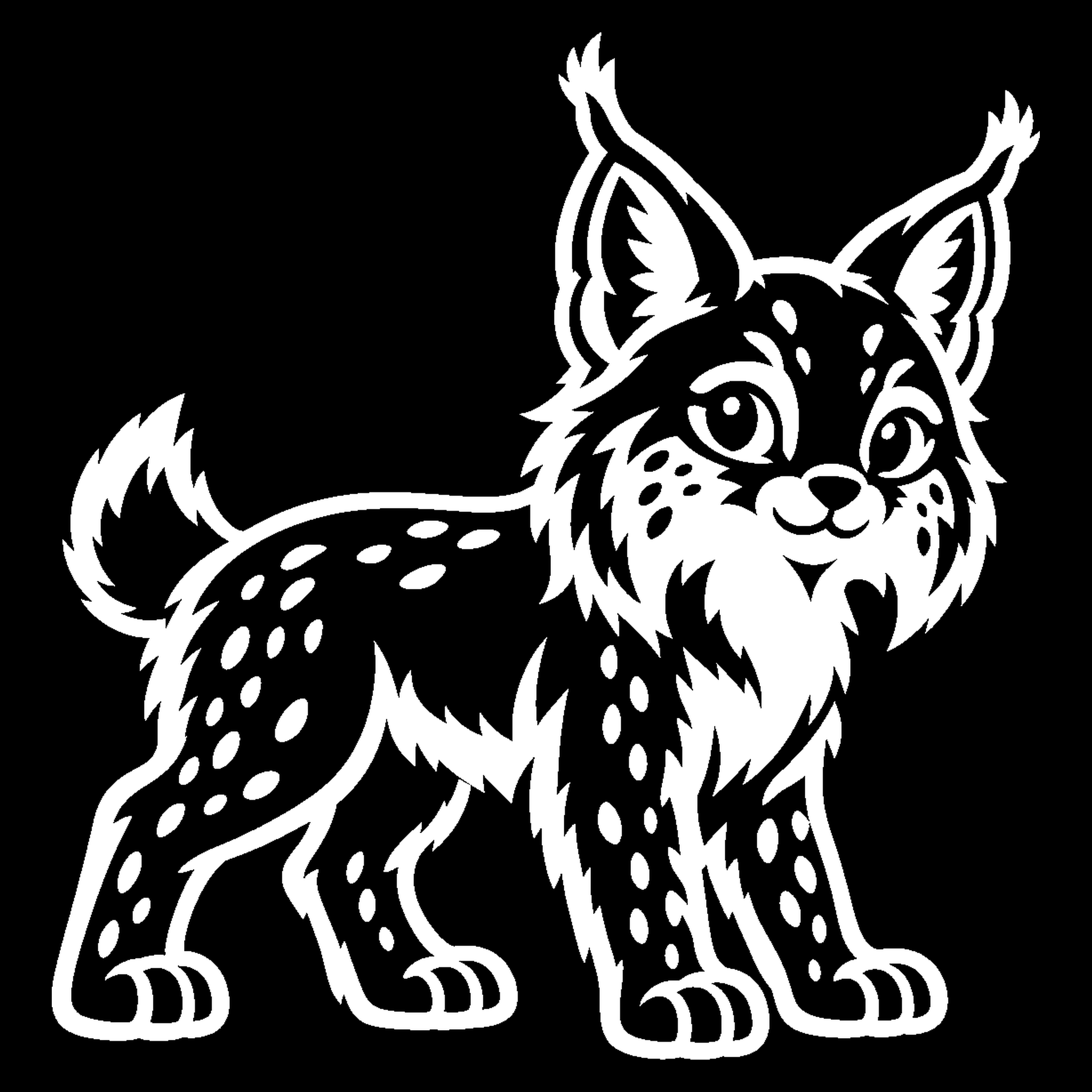 Bakfiets verfsjabloon Dieren: Lynx 2 - Lynx, Bosdier, Oorpluimen, Bakkebaarden - het ontwerp