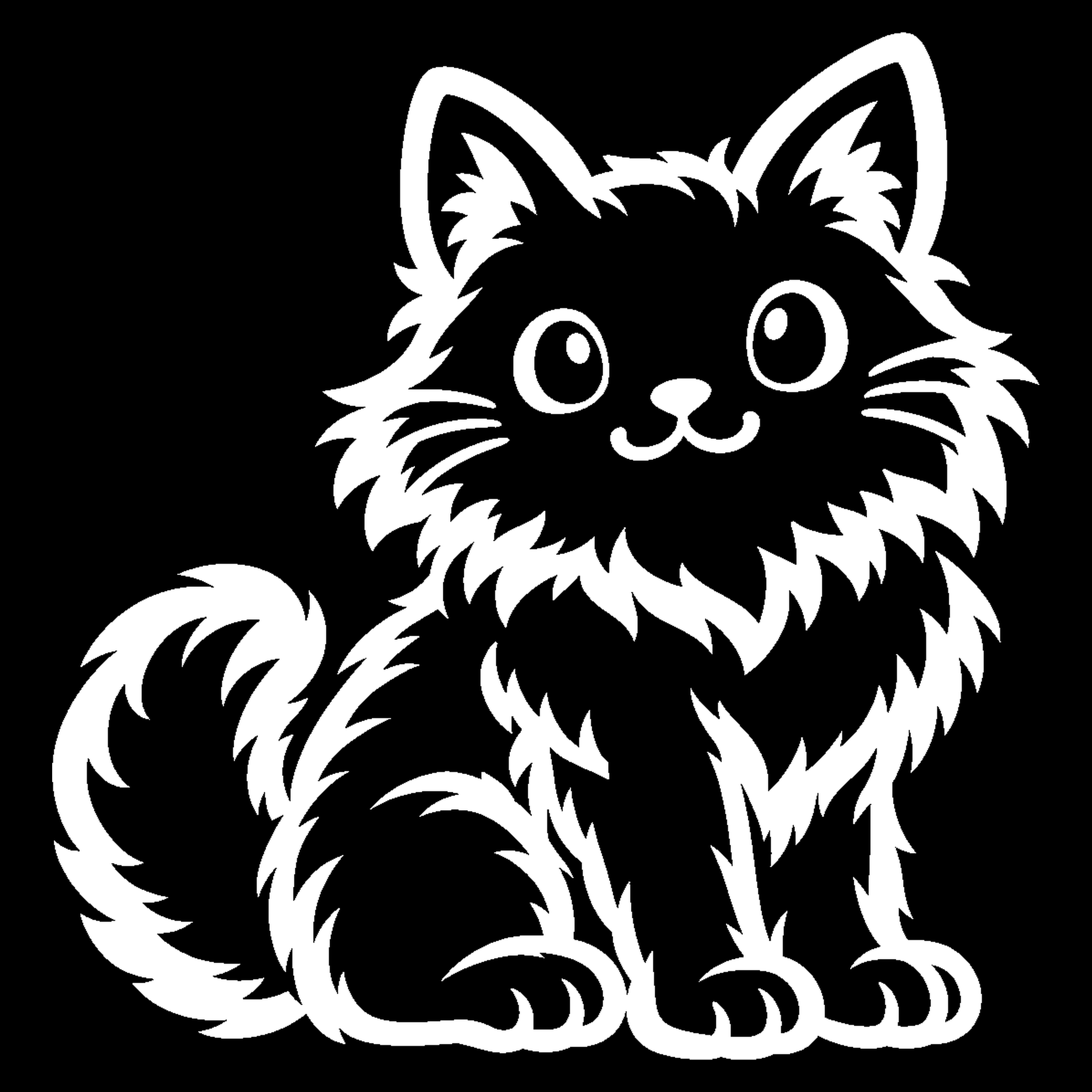 Premium bakfiets sticker Dieren: Langharige poes 2 - Kat, Langharig, Huisdier, Gegoten vinyl - het ontwerp