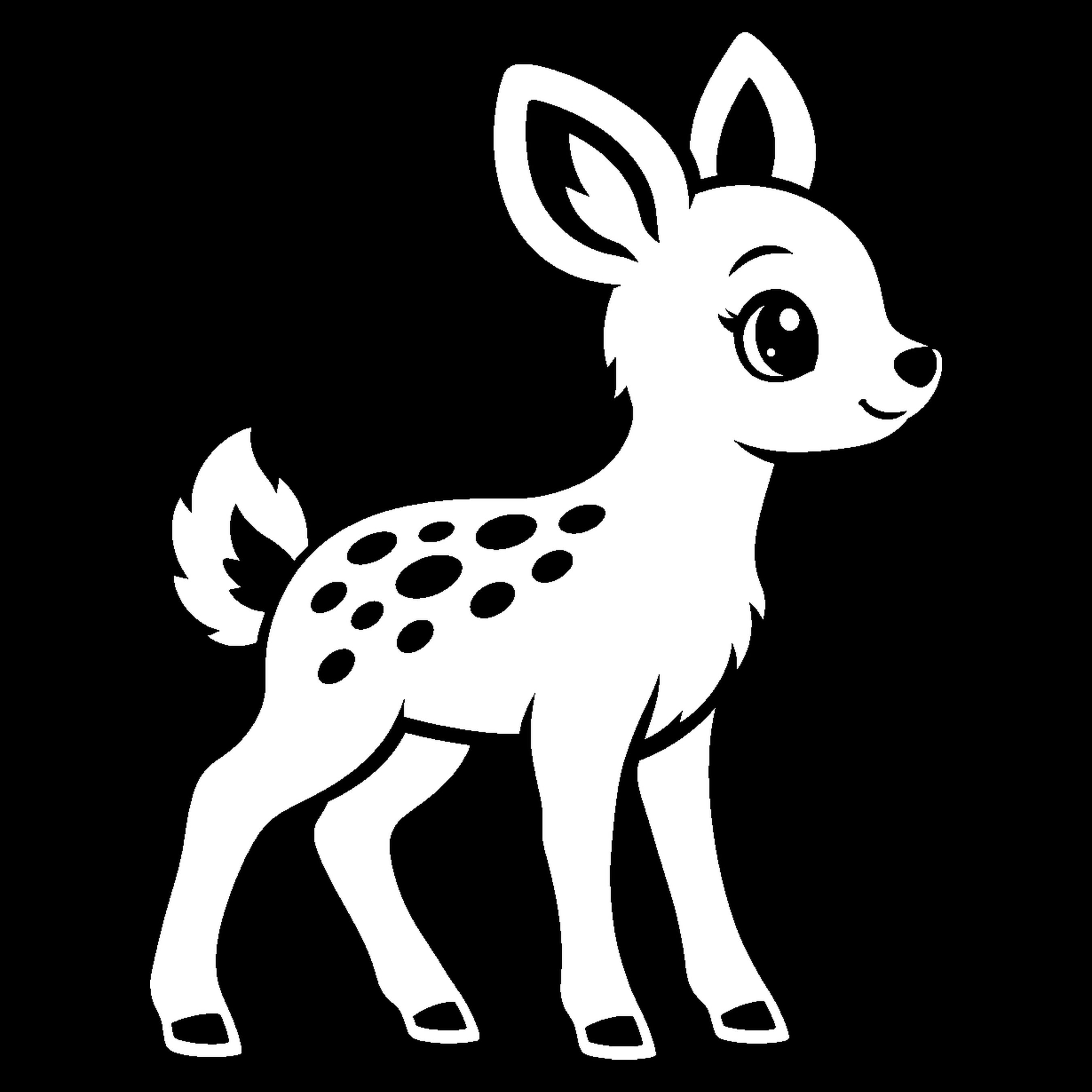 Bambi 1: zelfklevend verfsjabloon bambi voor bakfiets, bosdier in witte lijnen
