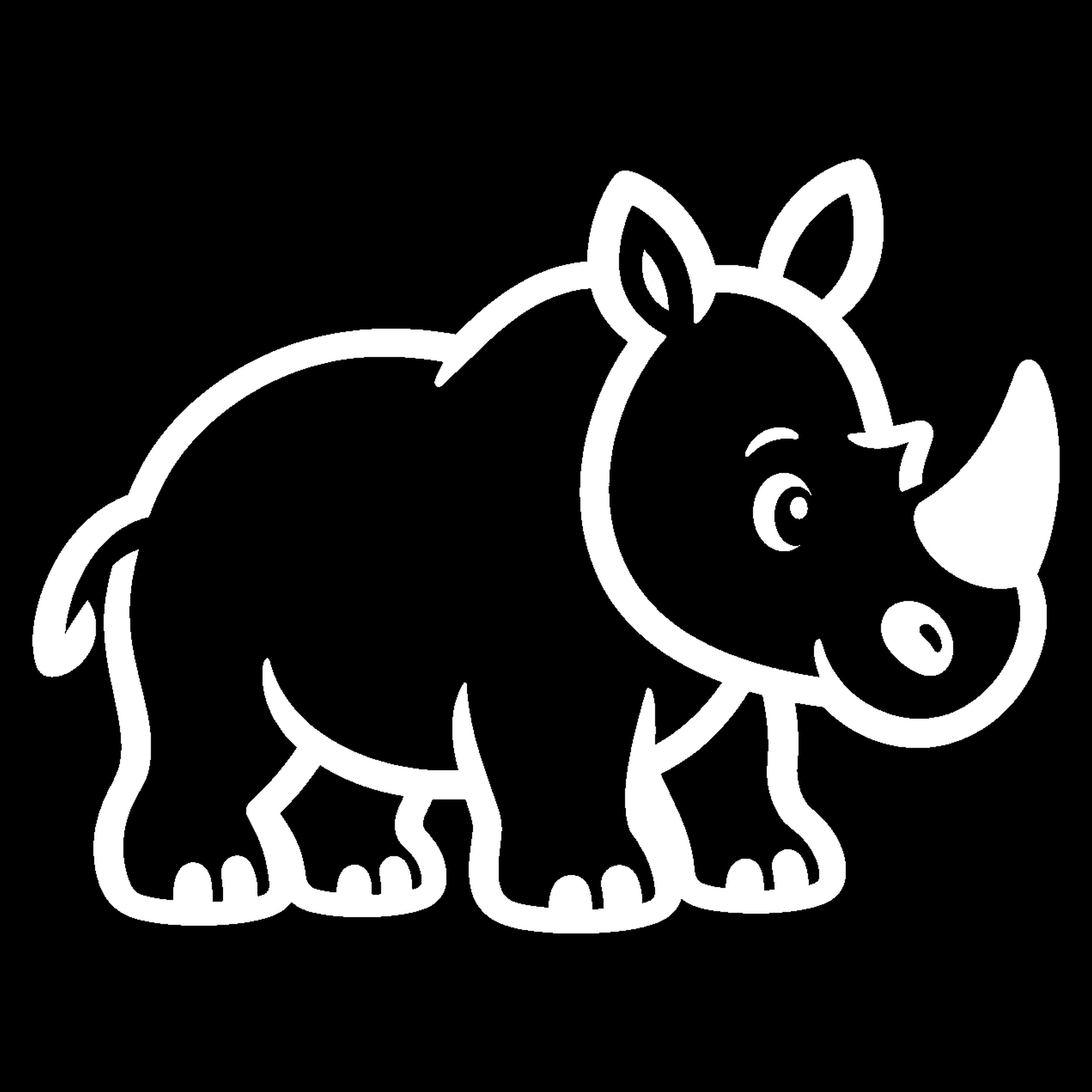 Premium bakfiets sticker Dieren: Neushoorn 2 - Neushoorn, Wild dier, Hoorn, Stoer - het ontwerp