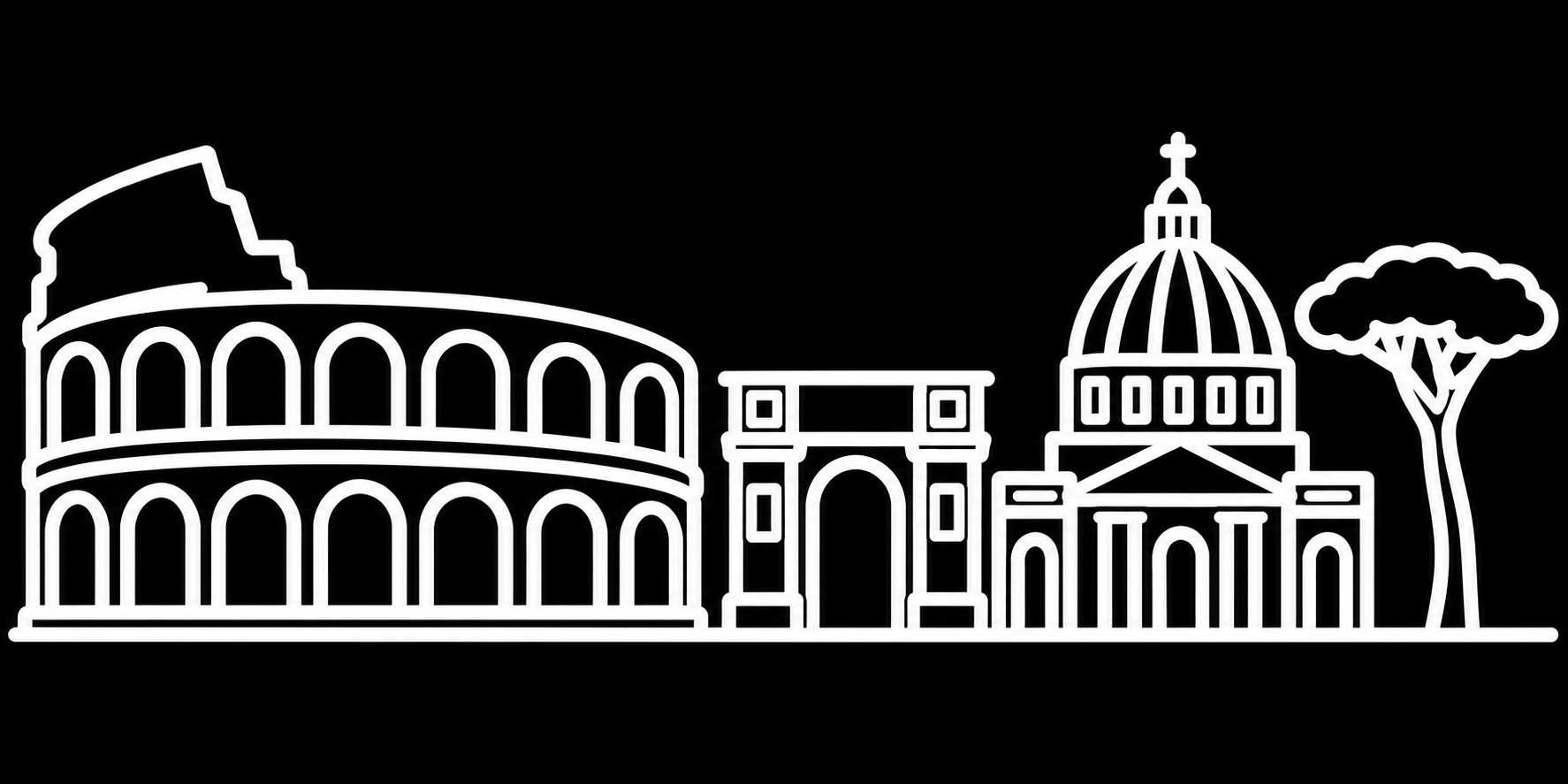 Premium bakfiets sticker Italië: Rome: Colosseum & Pantheon - Colosseum, Pantheon, Rome, Italië - het ontwerp