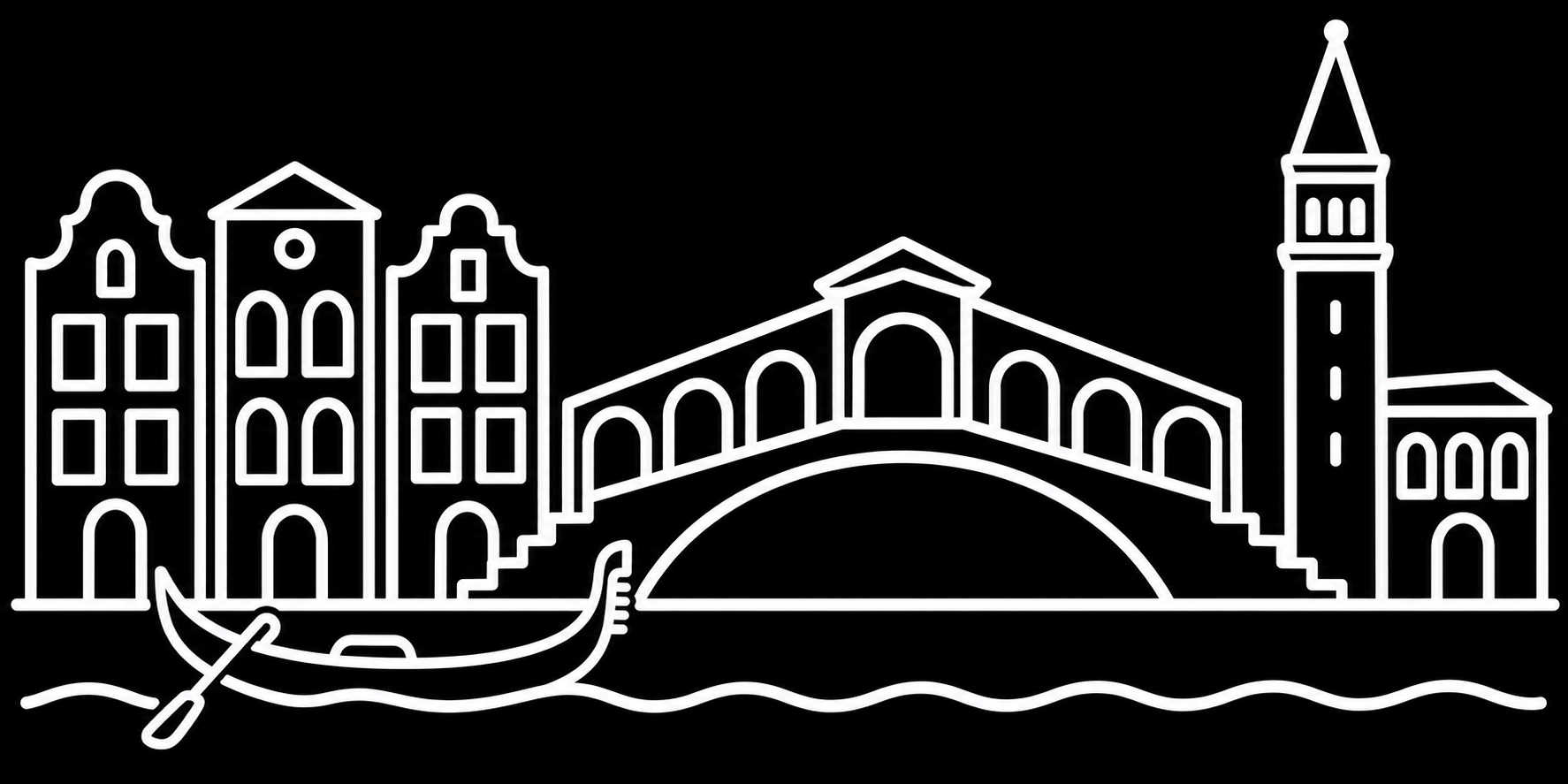 Bakfiets verfsjabloon Italië: Venetië: Rialtobrug & gondel - Rialtobrug, Gondel, Venetië, Italië - het ontwerp