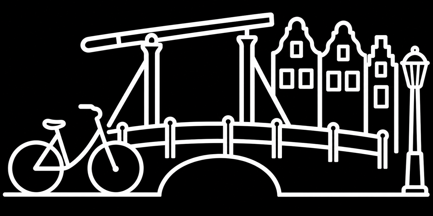 Premium bakfiets sticker Haarlem: Haarlemse ophaalbrug - Ophaalbrug, Fiets, Grachtenhuizen, Haarlem - het ontwerp
