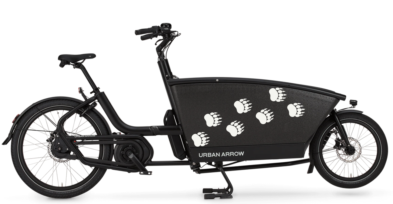 Bakfiets verfsjabloon Dieren: Berenpoten gevuld - Beer, Dierenpoten, Loopspoor, Gevuld - 60 × 30 cm op de bakfiets