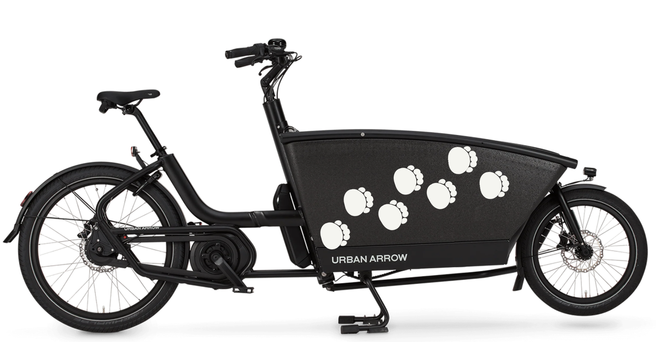 Premium bakfiets sticker Dieren: Olifantenpoten gevuld - Olifant, Dierenpoten, Loopspoor, Gevuld - 60 × 30 cm op de bakfiets